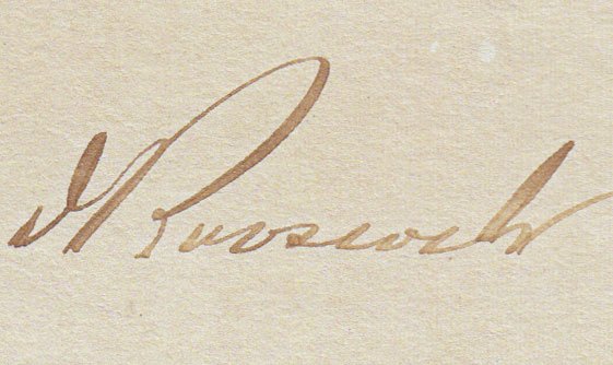 The signature in this document was faded due to light exposure. Preventive conservation measures as a UV filtering glass would have prevent the damage The signature in this document was faded due to light exposure