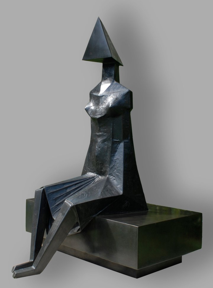 Art Conservation-Restoration Little Girl by Lynn Chadwick After Conservation. A wax coating was applied.