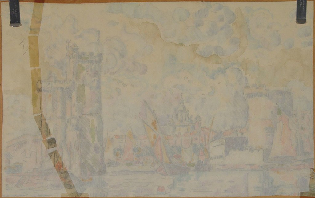 Paper Conservation -Tape Stain Before treatment, Back