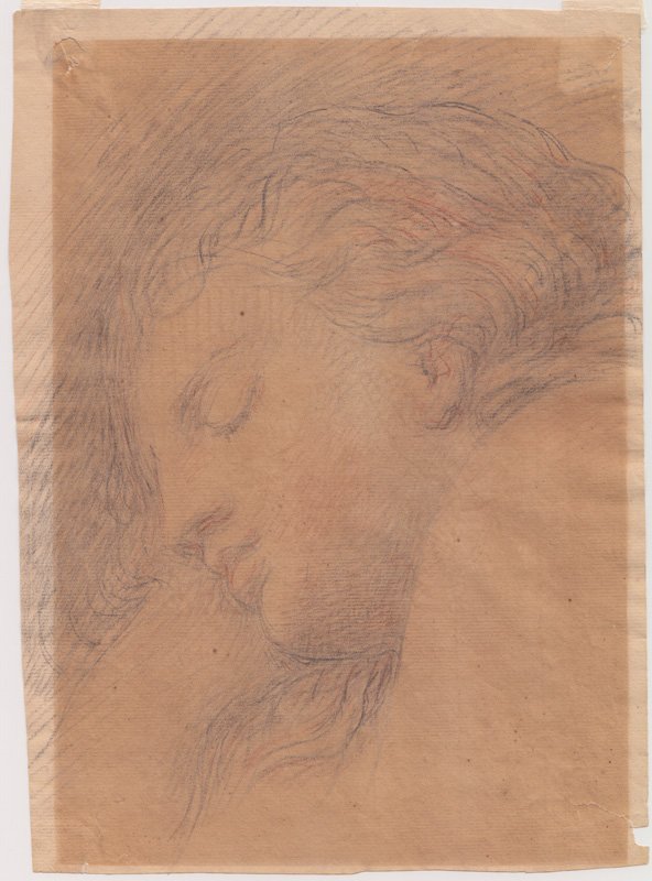 Conservation of Charcoal and Sanguine Drawing. Before Treatment.