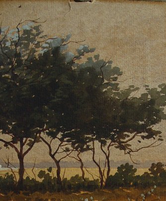 George E. Essig Watercolor before treatment