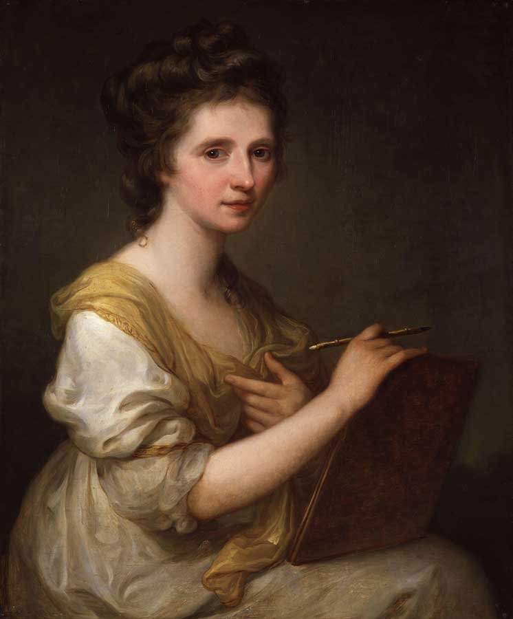 Angelica Kauffmann Self portrait. Note the double ended brush
