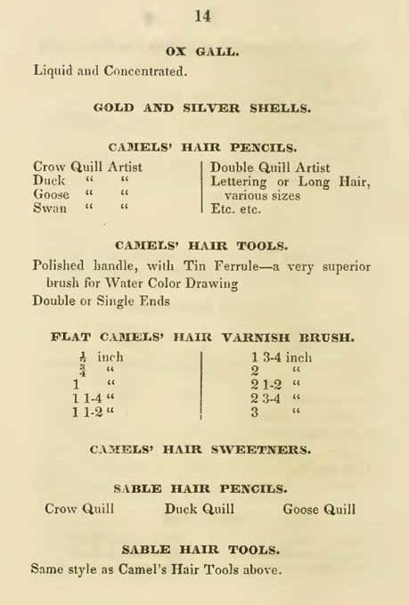 1845 Catalog page offering double end brushes.
