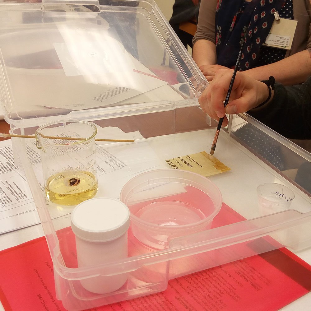 Applying emulsions to remove tape stains