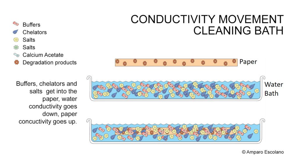 Conductivity changes occuring during the cleaning bath